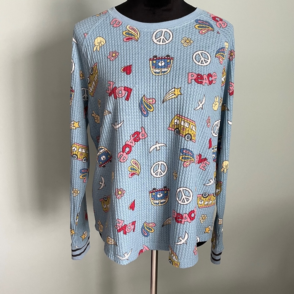 P.J. Salvage Peace/Love Thermal Long Sleeved Top L